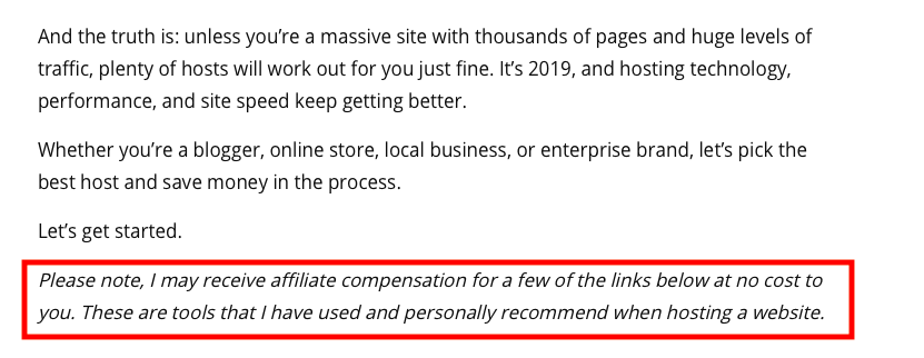 affiliate link transparency